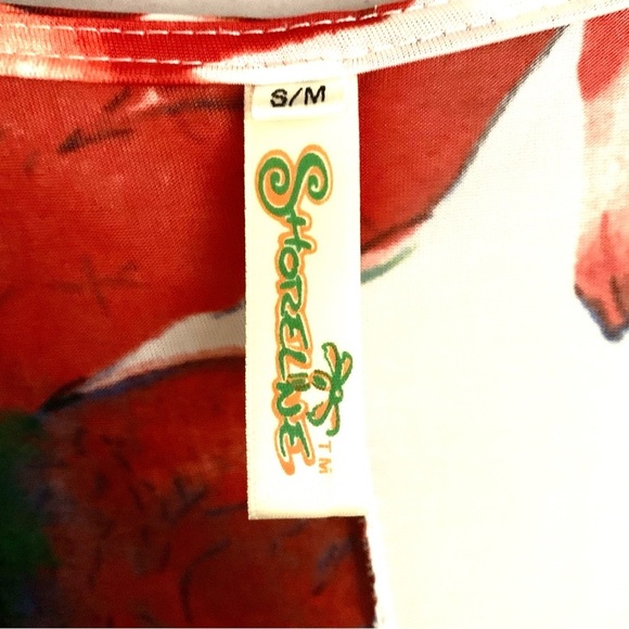 SHORELINE Floral Dress w Bold Red Flowers Lightweight Women’s Size S/M - Picture 2 of 8